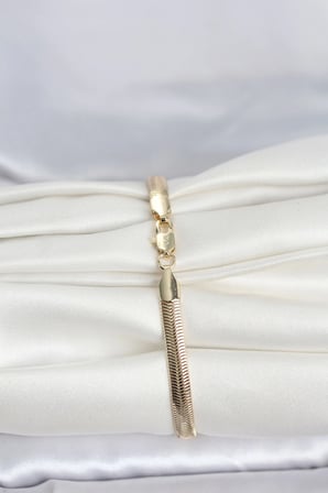 CM 14K Gold Renk Yassı Zincir Yılan Model Kadın Bileklik 5886