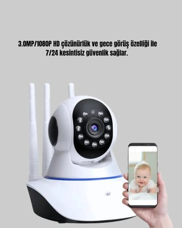 Full HD Akıllı IP Kamera – Gece Görüşlü Hareket Sensörlü Çift Yönlü Ses ve Online Kayıt Özellikli