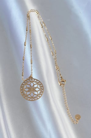 316L Çelik Zincir Gold Renk Lotus Model Kolye 5886