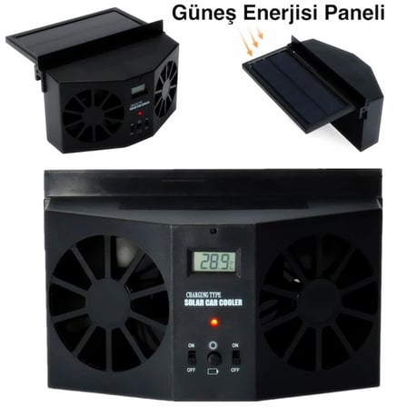 Ally R-8032 Güneş Enerjili Çift Fanlı Solar Oto Araç Havalandırma-(5775)