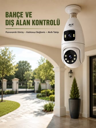 Wi-Fi Ampul Kamera Sistemi Gece Görüşlü Çift Lens