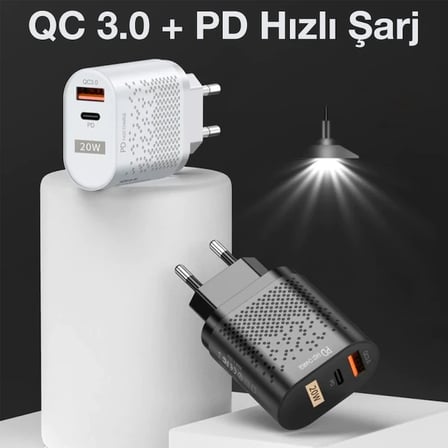 USLİON 20W USB QC3.0 Şarj PD3.0 Hızlı Şarj Aleti Şarj Başlık-(5775)