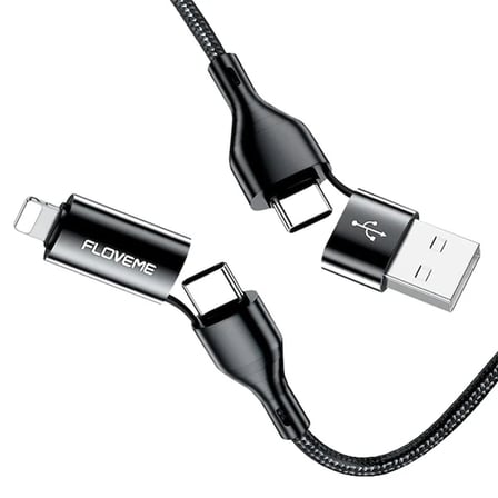 Floveme 4in1 USB To Type C -Type to Type Kablosu+iPhone Başlık USB 1M-(5775)