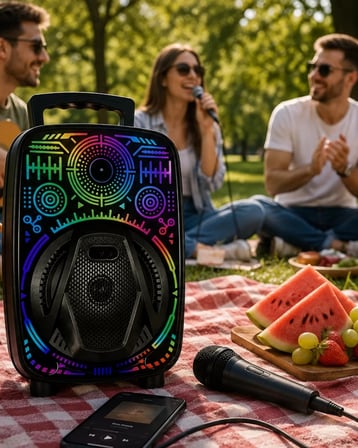 Karaoke Hoparlör RGB LED Işıklı USB FM Radyo Destekli Taşınabilir Speaker