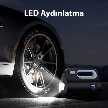 Ally ST-5523 LED Işıklı Taşınabilir Hava Pompası Kompresör Araç Lastik Şişirme Makinesi-(5775)