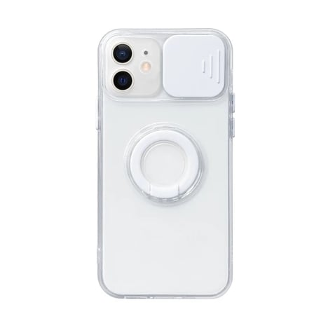 Ally iPhone 12 Mini 5.4inç Kılıf Sürgülü Kamera Lens Korumalı Yüzük Standlı Silikon Kılıf-(5775)