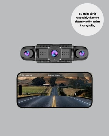 GPS’li 4 Kameralı Araç İç Dış Kayıt Sistemi 1080P WiFi Destekli