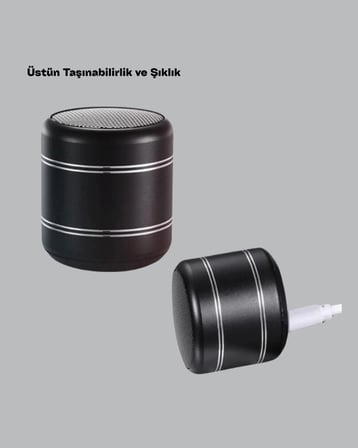 Kompakt Silindir Metal Bluetooth Hoparlör 400 mAh Uzun Pil TWS Destekli