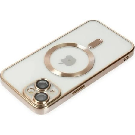 ALLY iPhone 14 6.1inç Renkli Kenar Lazer Çerçeveli Magsafe Uyumlu Silikon Kılıf-(5775)