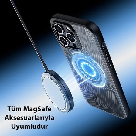 Dux Ducis iPhone 15 Pro Max Aimo Series MagSafe Premium Buzlu Sert PC-TPU Kılıf-(5775)