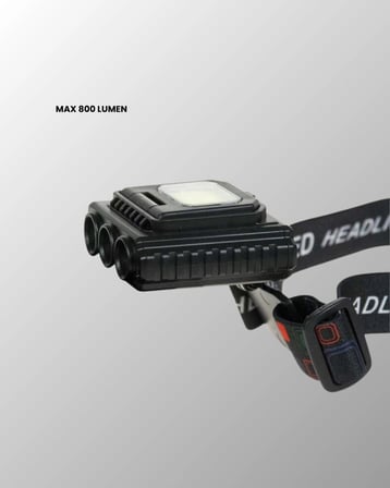 800 Lumen Çok Fonksiyonlu LED Kafa Lambası Type C Şarjlı