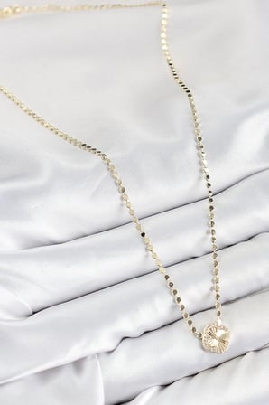 Pirinç Zirkon Taşlı Yonca Model Ezme Zincir Gold Renk Kadın Kolye 5886
