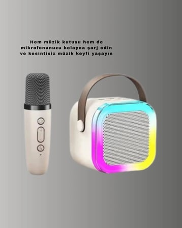 Kablosuz Karaoke Mikrofon Hoparlör Seti Güçlü Ses Çıkışı