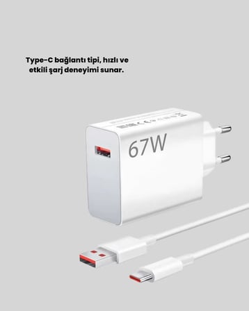 67 Watt Type C Hızlı Şarj Başlık Xiaomi Black Shark Uyumlu Yeni Nesil