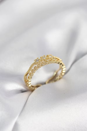 Gold Renk Minimal Yıldızlı Model Kadın Yüzük 5886
