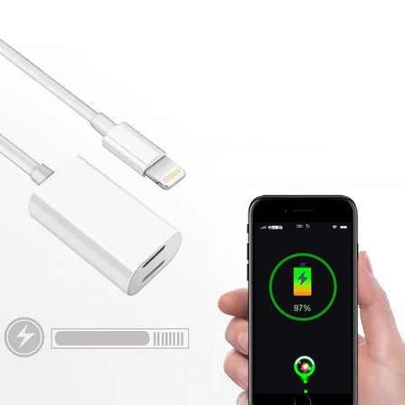 Y Cable İPhone 14-13-12 11 Lightning Kulaklık +şarj Usb Adaptörü-(5775)