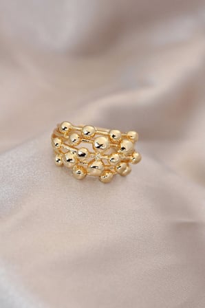 Ayarlamalı Gold Renk Metal Bombeli Boluncuk Model Yüzük 5886