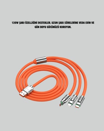 Çinko Alaşımlı Uçlu 120 W Şarj Kablosu – Dolaşmaya Dayanıklı 12 m USB Kablo
