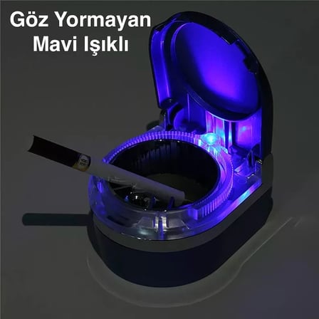 Ally SD-1201 Led Işıklı Kapaklı Araç Küllük Oto Araba Kül Tablası-(5775)