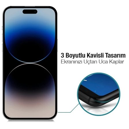 ALLY İPhone 14 Pro 6.1 3D Full Privacy Gizlilik Cam Ekran Koruyucu Anti-Spy-(5775)