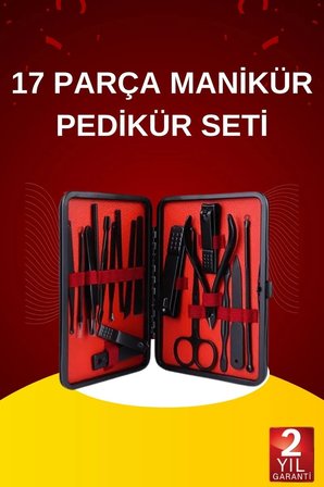 17 Parça El Ayak Bakım Seti Tırnak Temizleme Manikür Pedikür Cımbız Törpü Tırnak Makası
