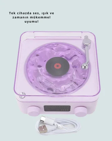 Retro Pikap Hoparlör – Şarjlı Kablosuz Projektör ve Gece Lambası