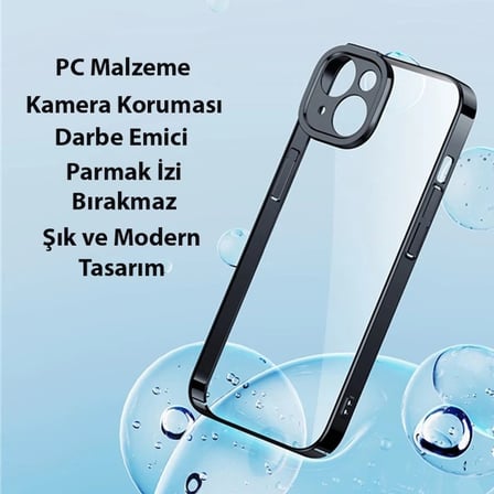Baseus Glitter iPhone 14 6.1 Renkli Kenar Silikon Kılıf + Tempered Ekran Koruyucu Set-(5775)