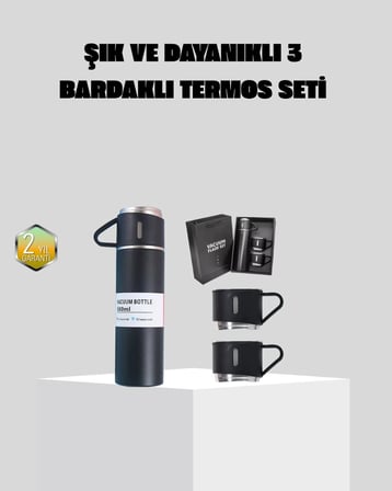 Paslanmaz Çelik 500 ml Termos Seti – 8 Saat Isı Koruma Vakumlu Sızdırmaz ve Taşınabilir