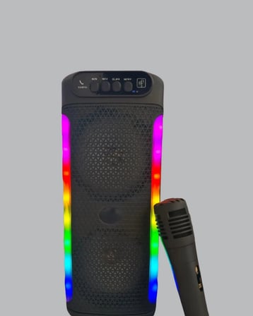 Çift 4 inç Hoparlörlü RGB Işıklı Bluetooth Ses Sistemi
