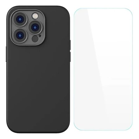 Baseus Liquid Silica iPhone 14 Pro Silikon Kılıf + Tempered Ekran Koruyucu Set-(5775)