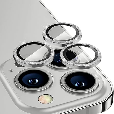 ALLY iPhone 14 Pro-14 Pro Max Diamond Taş İşlemeli Alüminyum Alaşımlı Kamera Lens Koruyucu-(5775)