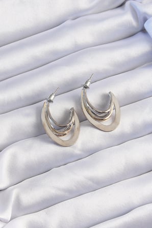 Pirinç Gold Gümüş Renkli Düz Plaka Halka Küpe 5886