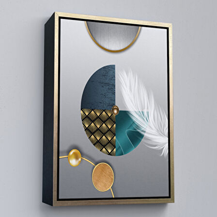 Altın Çerçeveli Modern Geometrik Dairelerden ve Geyikler Tablosu