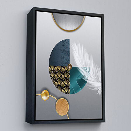 Altın Çerçeveli Modern Geometrik Dairelerden ve Geyikler Tablosu