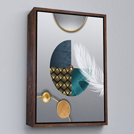 Altın Çerçeveli Modern Geometrik Dairelerden ve Geyikler Tablosu