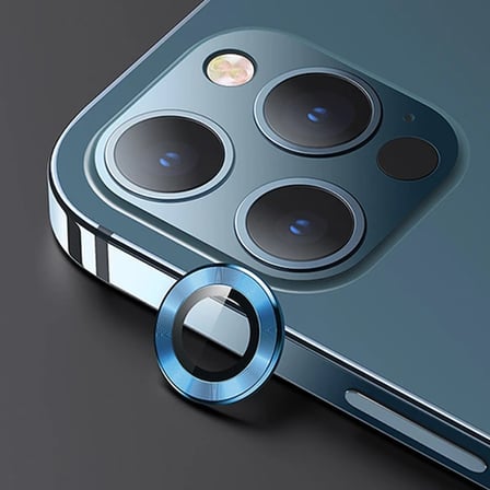 USAMS İphone 12 Pro 3D Metal Çerçeveli Kamera Lens Koruyucu-(5775) — Renk: Siyah