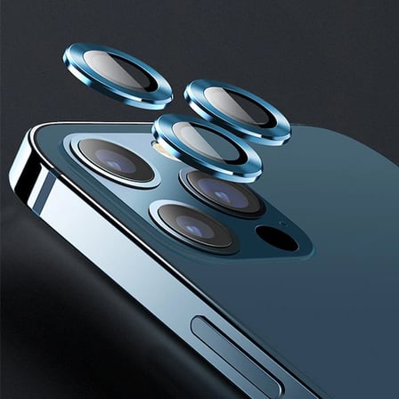 USAMS İphone 12 Pro 3D Metal Çerçeveli Kamera Lens Koruyucu-(5775) — Renk: Siyah