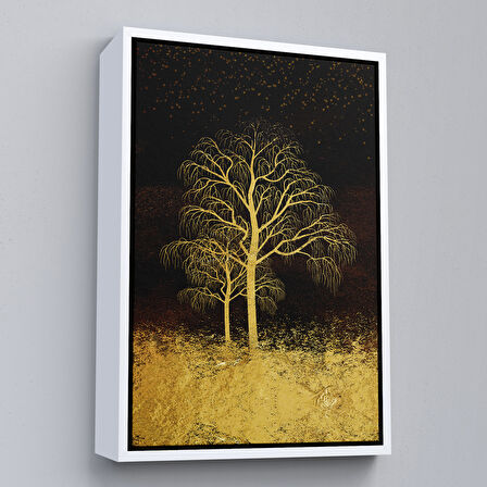 Beyaz Çerçeveli Altın Ataçlar Manzara Tablosu