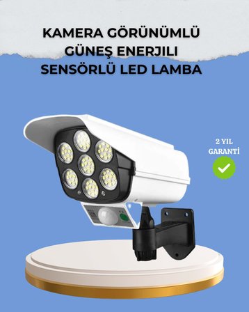 Kamera Görünümlü Solar LED Lamba Hareket Sensörlü Uzaktan Kumandalı Bahçe Duvar Aydınlatması