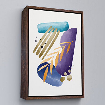 Beyaz Çerçeveli Modern Renkli Şekliller Tablosu