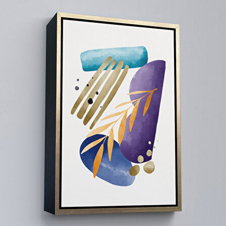 Beyaz Çerçeveli Modern Renkli Şekliller Tablosu