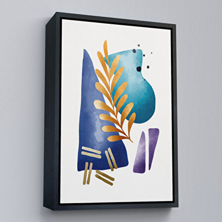 Altın Çerçeveli Modern Renkli Şekliller Tablosu