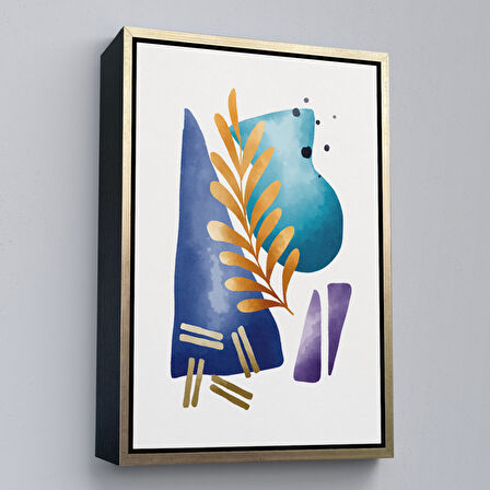 Kahverengi Çerçeveli Modern Renkli Şekliller Tablosu