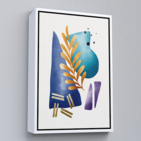 Siyah Çerçeveli Modern Renkli Şekliller Tablosu