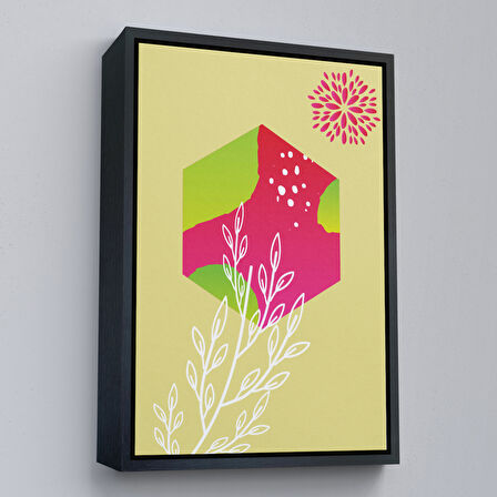 Siyah Çerçeveli Modern Renkli Şekliller Tablosu