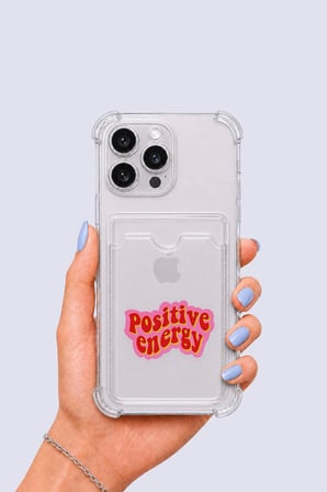 iPhone 14 Pro Max Kartlıklı Pozitif Enerji Desenli Kılıf