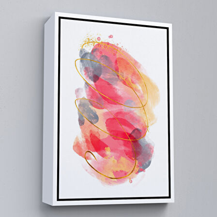 Beyaz Çerçeveli Modern Renkli Şekliller Tablosu