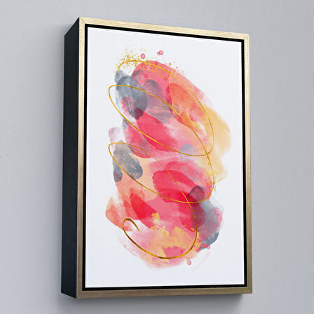 Beyaz Çerçeveli Modern Renkli Şekliller Tablosu