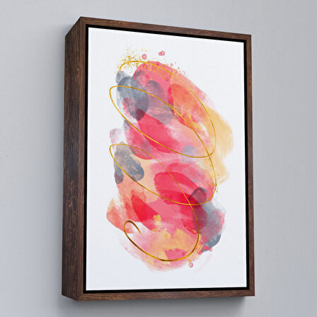 Kahverengi Çerçeveli Modern Renkli Şekliller Tablosu