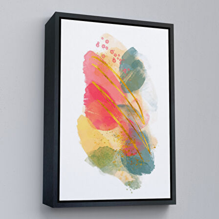 Kahverengi Çerçeveli Modern Renkli Şekliller Tablosu